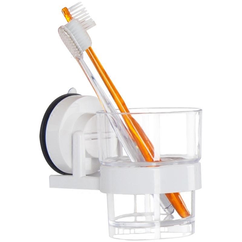 牙刷置物架免打孔卫生间牙刷架漱口杯架吸壁式 挂墙式刷牙杯套装