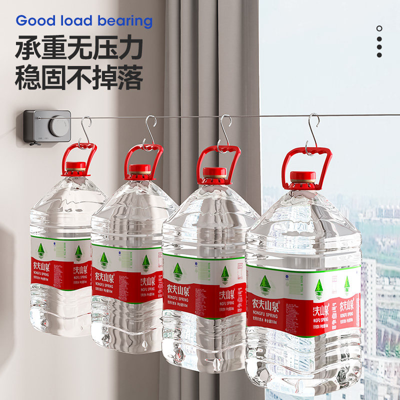 阳台隐形收缩伸缩晾衣绳免打孔晒衣架晾衣杆浴室凉衣神器一拉即紧