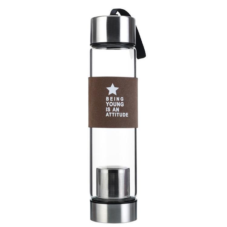 法简曼茶杯大号随身茶水玻璃水杯便捷分离防漏携带随手杯细长过滤