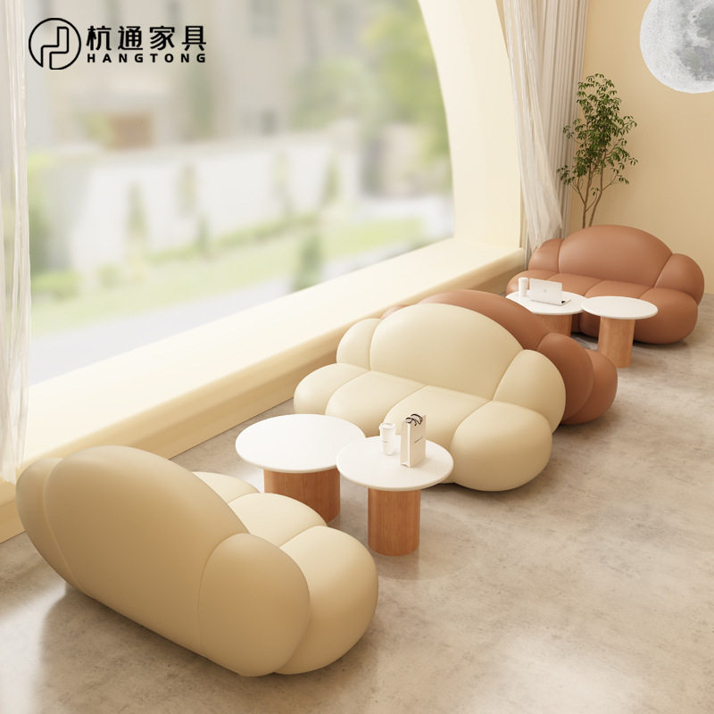 网红奶茶店咖啡厅休闲沙发甜品蛋糕店书吧图书馆洽谈接待桌椅组合