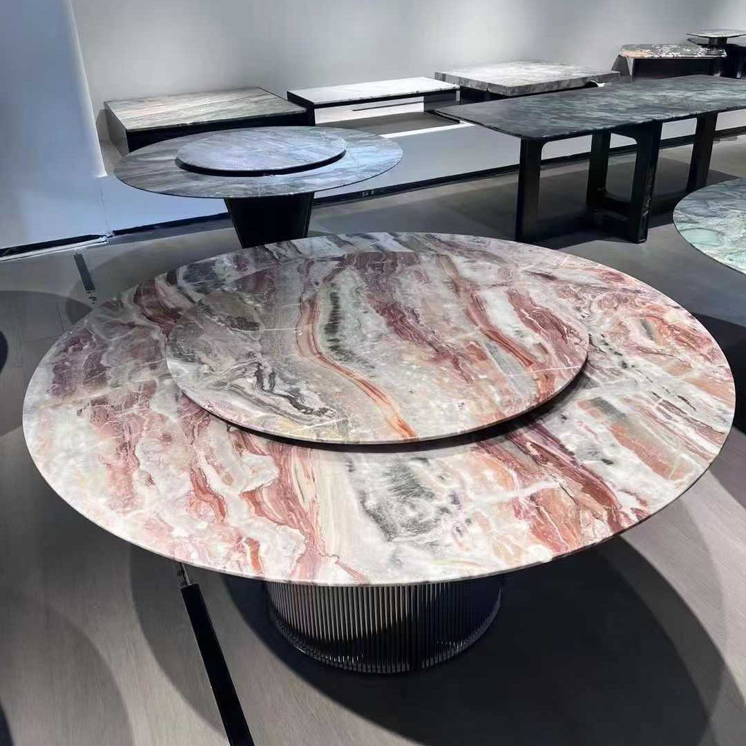 天然奢石餐桌 莫妮卡红大理石 岛台背景墙 法式天然大理石台面