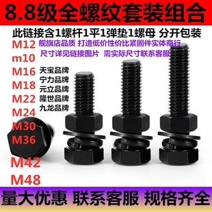 8.8级全牙外六角全螺纹组合螺丝 整套螺栓M6M8M10M12M20M30M42