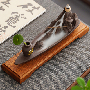 陶瓷熏香炉老翁垂钓线香炉香插檀香沉香倒流香炉居室禅意摆件香座