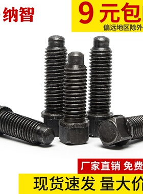 M12-M20 5折4.8级发黑GB83四方头带垫凸端紧定螺丝方头带垫凸尾