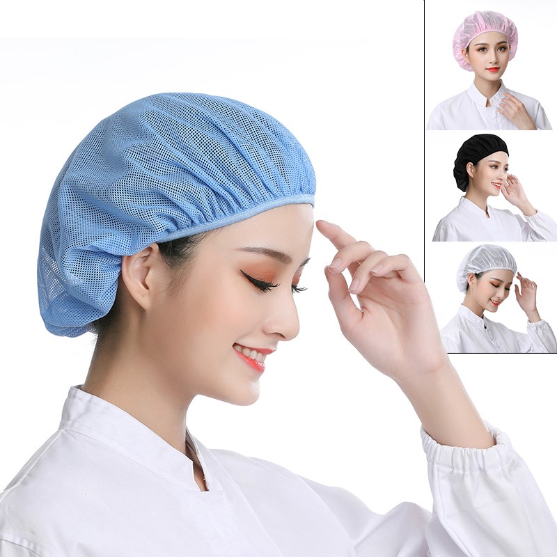可洗头套食品厂工作帽夏季女透气网帽车间防掉发餐饮厨房包头帽子