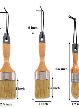 跨境货源油漆刷4件套灰色圆头刷绘画笔刷榉木桦木纯猪鬃亚马逊