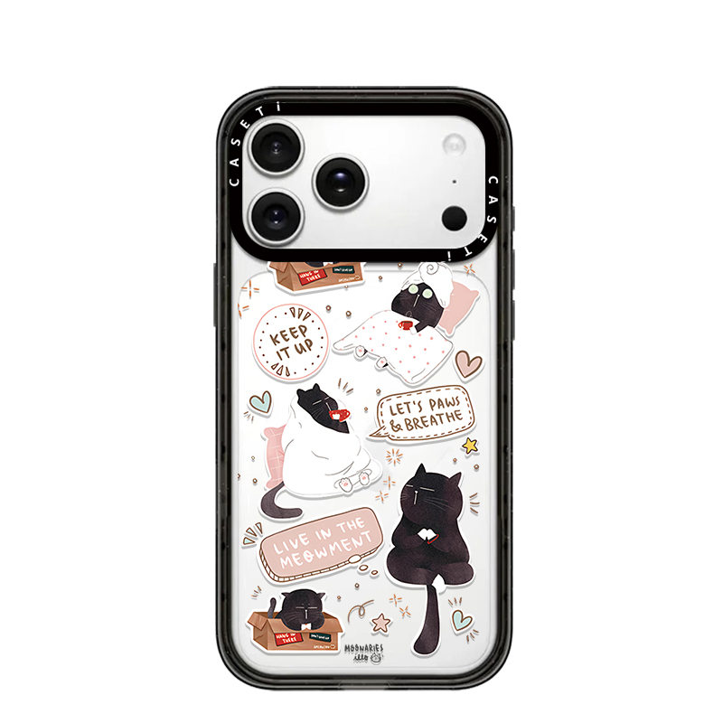 CASE裹被子办公小黑猫咪C家适用iPhone苹果17promax手机壳16/15plus网红Air明星同款14磁吸13华强北12代购