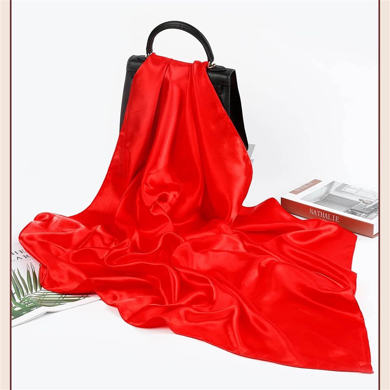 90*90bcm Solid Color Satin Square Scarf Fashion Beach Women
