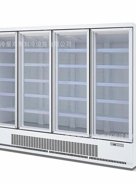 四门白色饮料鲜花冷藏展示柜下机组商用防雾玻璃门110V60HZ冰柜