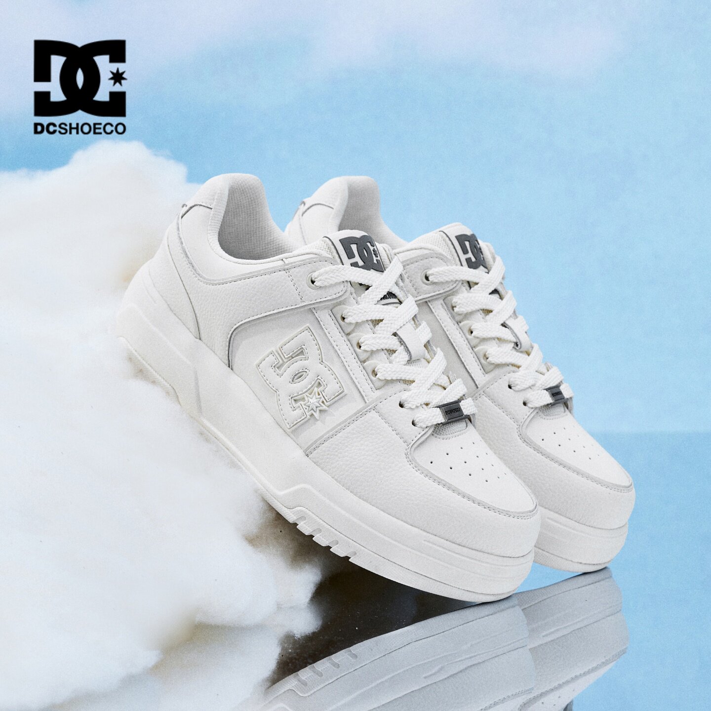 DCSHOES白色休闲板鞋男2026新款厚底情侣款小白鞋男增高5cm鞋子男图片