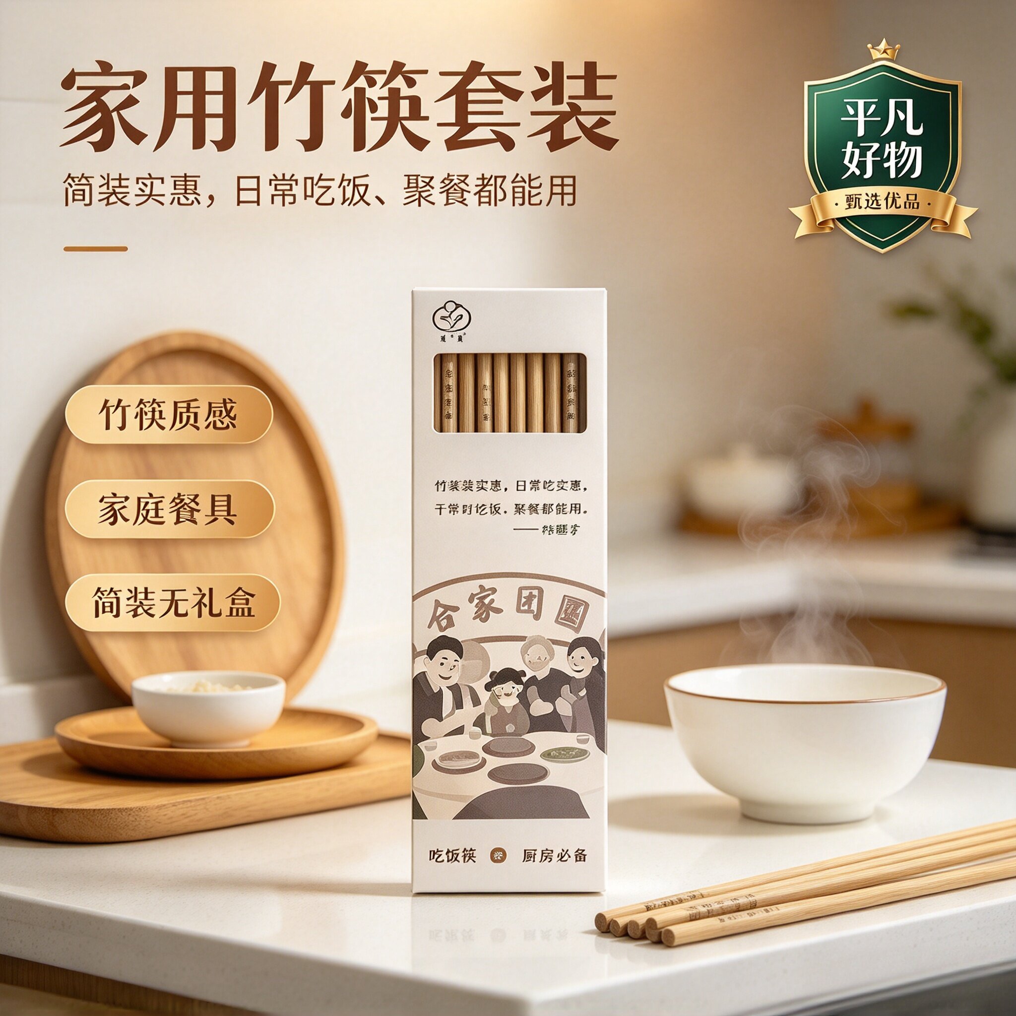 【天然楠竹筷】深度高温碳化高档筷子家用防霉无漆无蜡家庭2JL