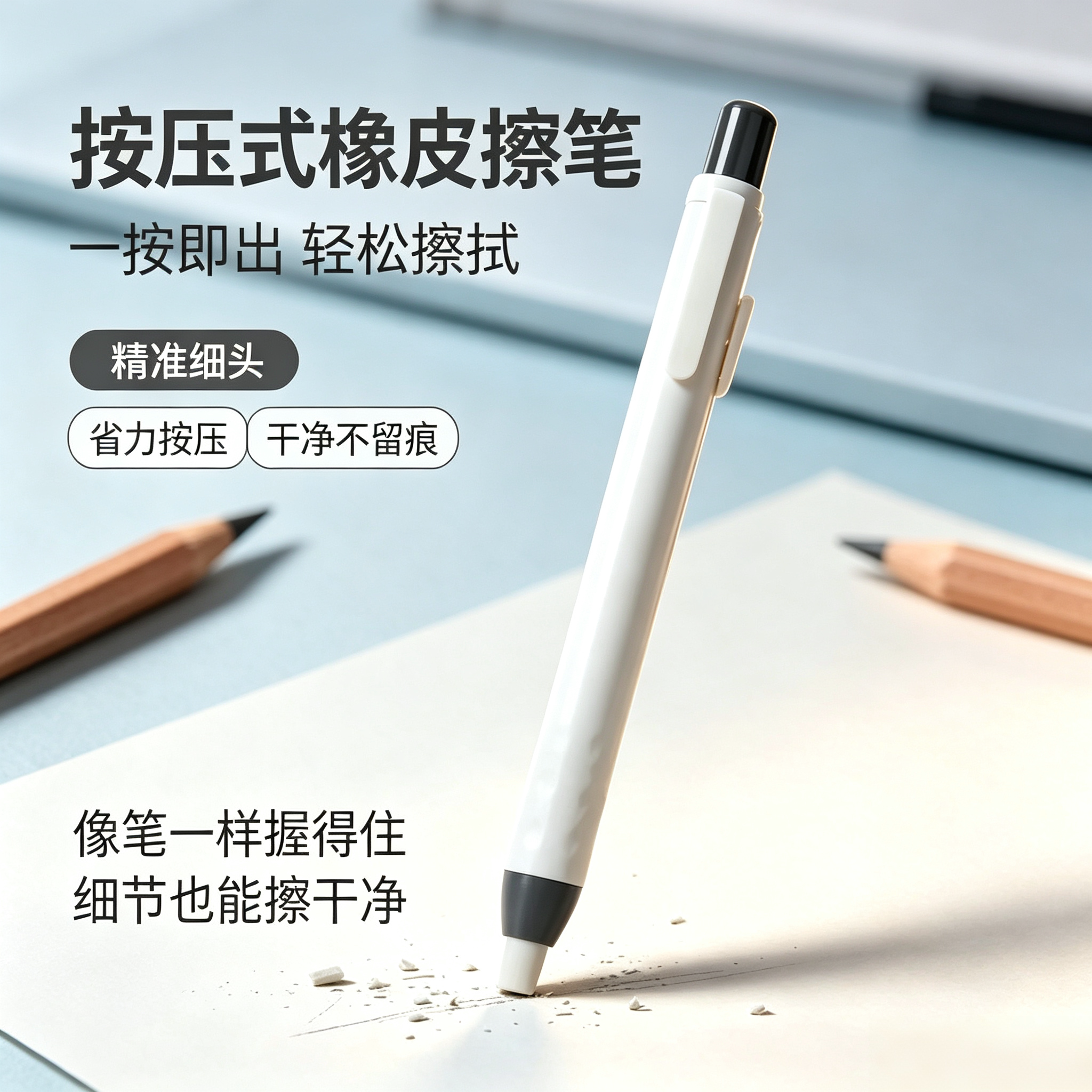 【老师推荐】按动磨砂橡皮笔多种字迹修改擦除学生橡皮擦笔yz