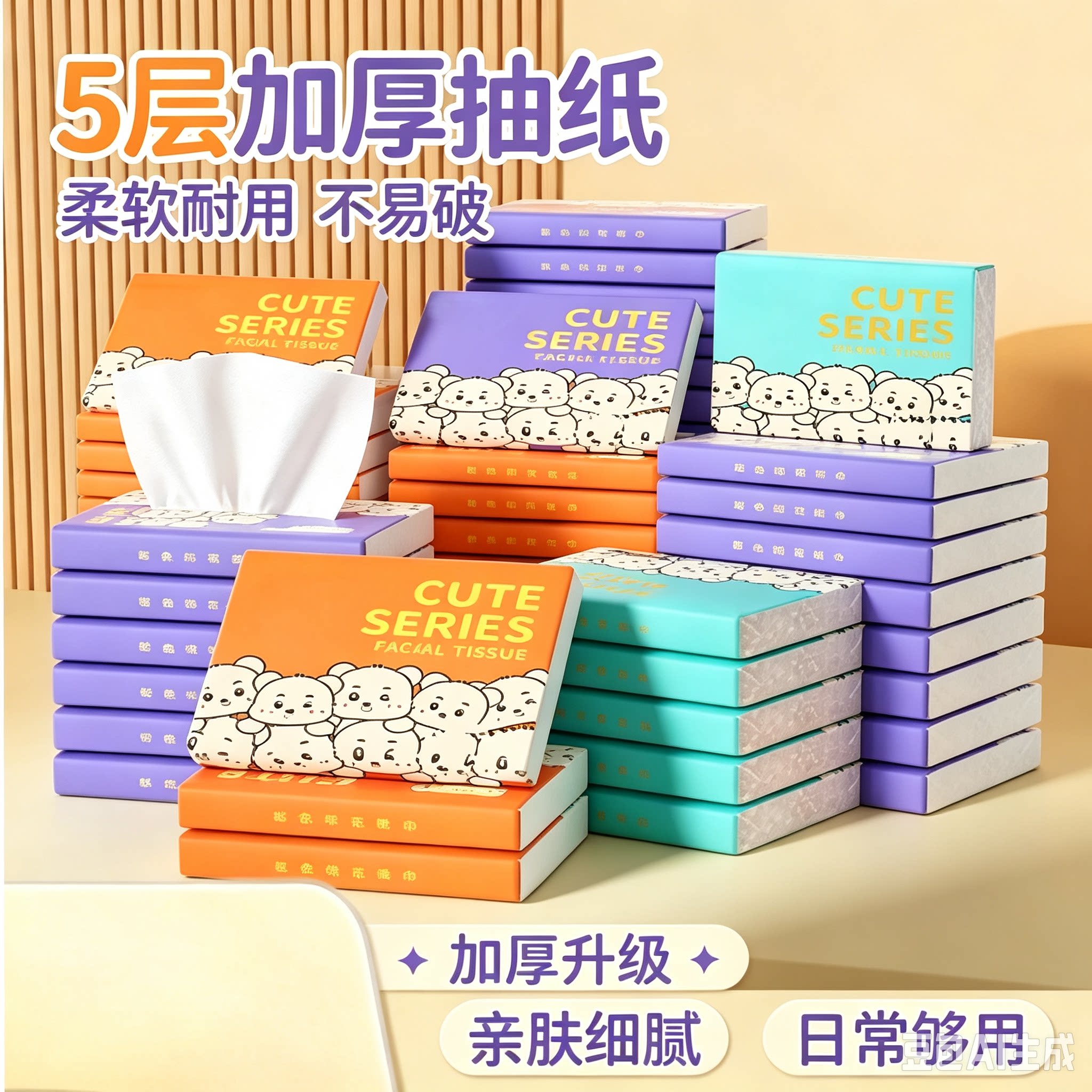 【热销款】印花纸巾随身便携式小包抽纸整箱家用实惠装一次性纸yz