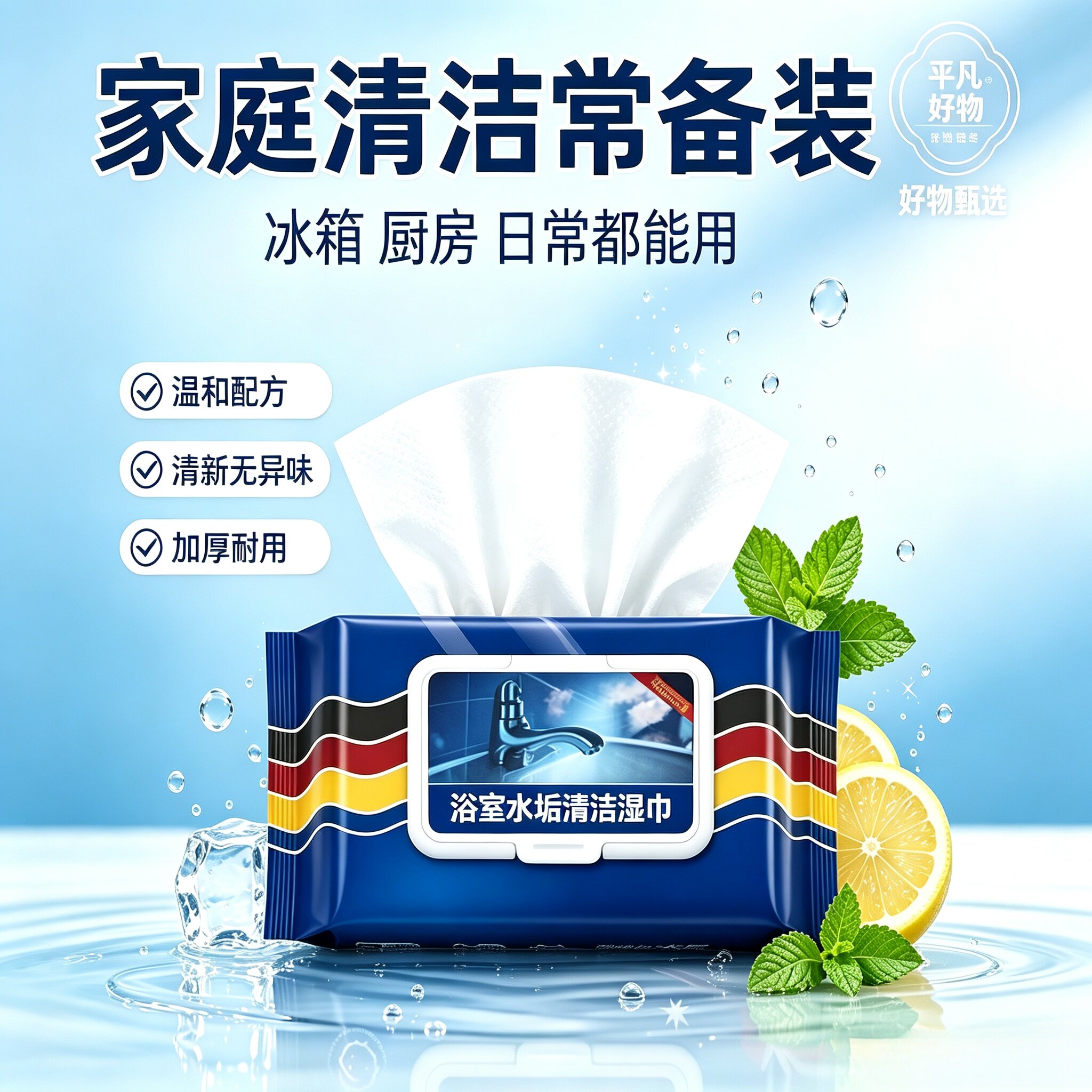【立减50】冰箱清洁湿巾多用途厨房油烟机去油污去水垢全屋通用JL