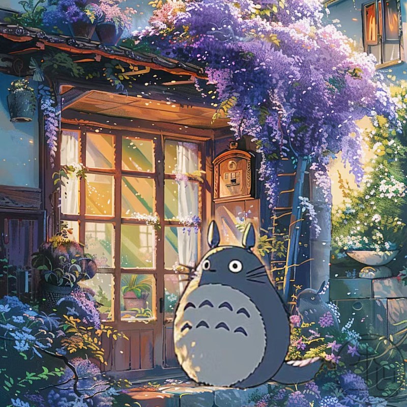 龙猫 钻石画满钻卡通卧室2024新款点贴钻十字绣儿童房手工材料包