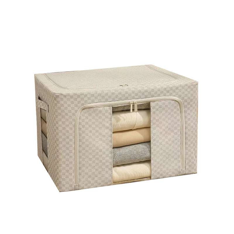 【整理师专用】可水洗棋盘格棉麻布艺百纳箱加粗钢架超大容量