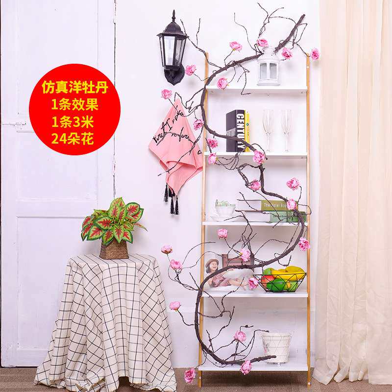 工程造景绿植客厅婚庆仿真牡丹花藤橱窗软装藤条藤蔓树藤装饰假