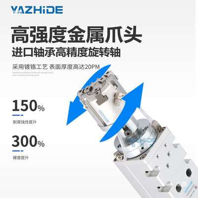 360度无限旋转平行旋盖气夹爪拧瓶盖气缸PCMRSC3-32D三爪带缓冲