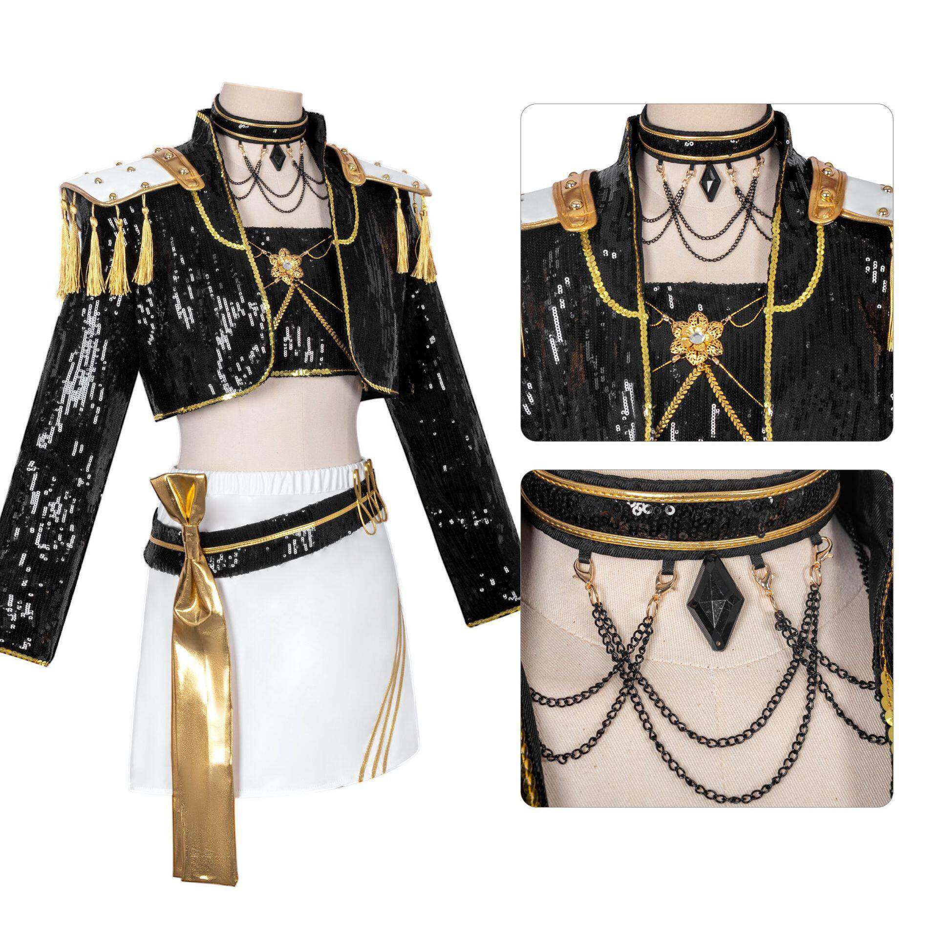 猎魔女团佐服鲁OBS米伊米拉黑金打童歌服成人儿舞台表演服