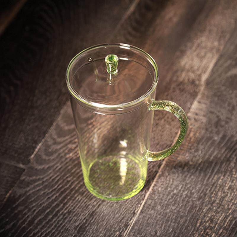 茶与器自慢玻璃杯绿DXO茶绿彩杯渣带底马克杯盖水杯堂茶具如沐春