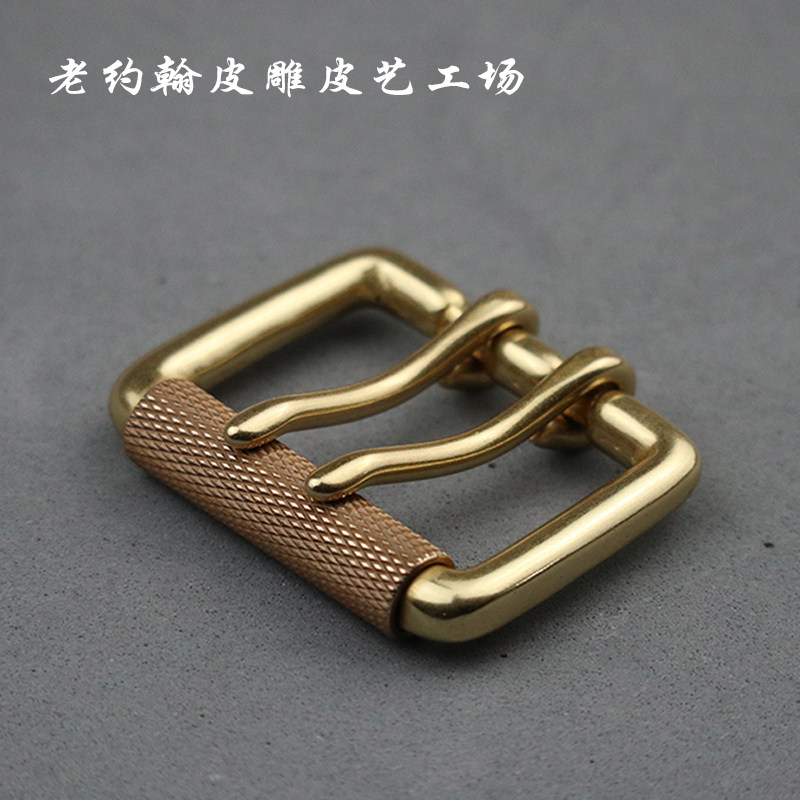 纯铜皮带扣头男针扣头实心黄铜美式经典滚轴皮带扣3S8mm双针皮带