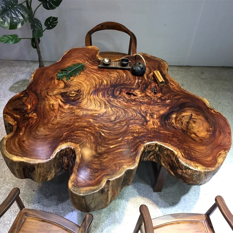 胡桃木乌金木原h木大板桌整块实木茶几边几茶桌茶台小圆桌圆盘阳