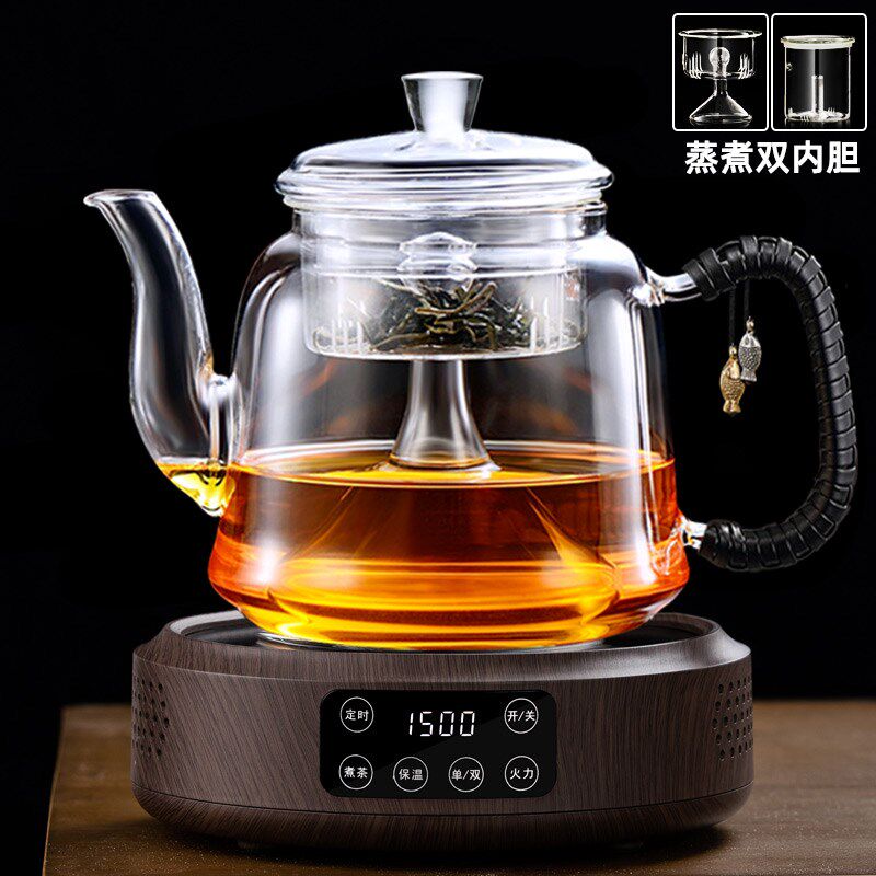 2024新款防爆耐高温蒸汽煮茶器玻璃蒸茶壶养生壶电陶炉煮茶烧水1