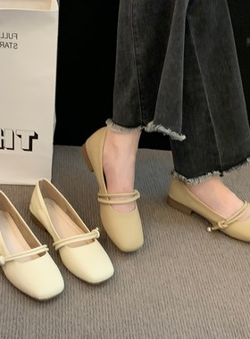 平底17443晚温柔仙女风单鞋晚女2024新春秋低跟珍玛款丽豆豆奶奶