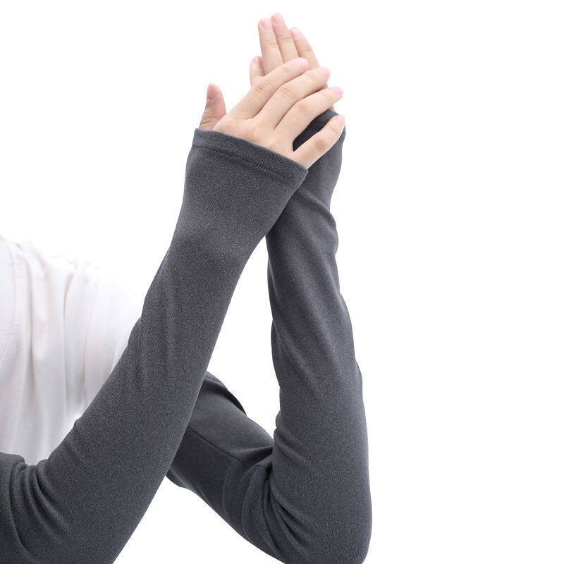保暖袖套女男秋冬季长款手套护肘手臂套加厚加绒高弹性薄半指胳膊