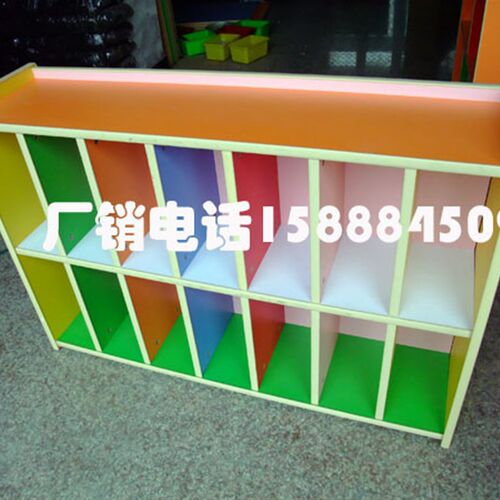 旺丰教具 儿童书包柜 玩具架 玩具柜 十四格Q书包架 书架整理架