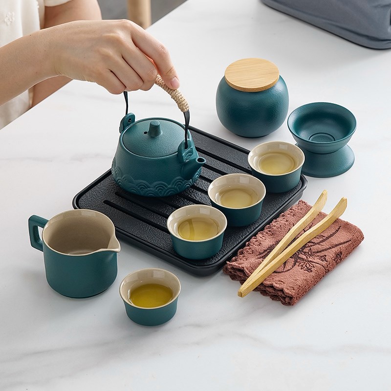 家用便携式旅行茶具套装收纳简约陶瓷茶具户外露营泡茶壶装备定制