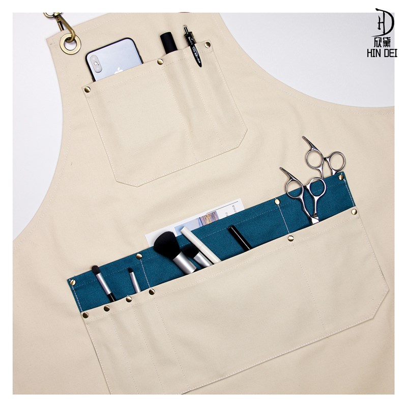 日式短款防水围裙画画奶茶烘焙餐饮咖啡师理发店工作服定制印logo