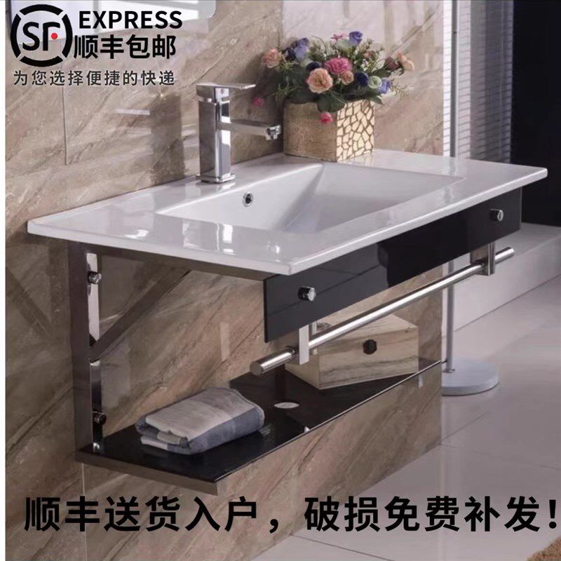 卫生间挂墙式洗脸盆壁挂t式陶瓷洗手盆盥洗盆整体支架洗漱台组合