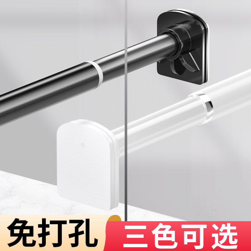 浴帘杆免打孔浴室伸缩杆晾衣杆卧室卫生间浴帘挂杆不锈钢加粗加厚