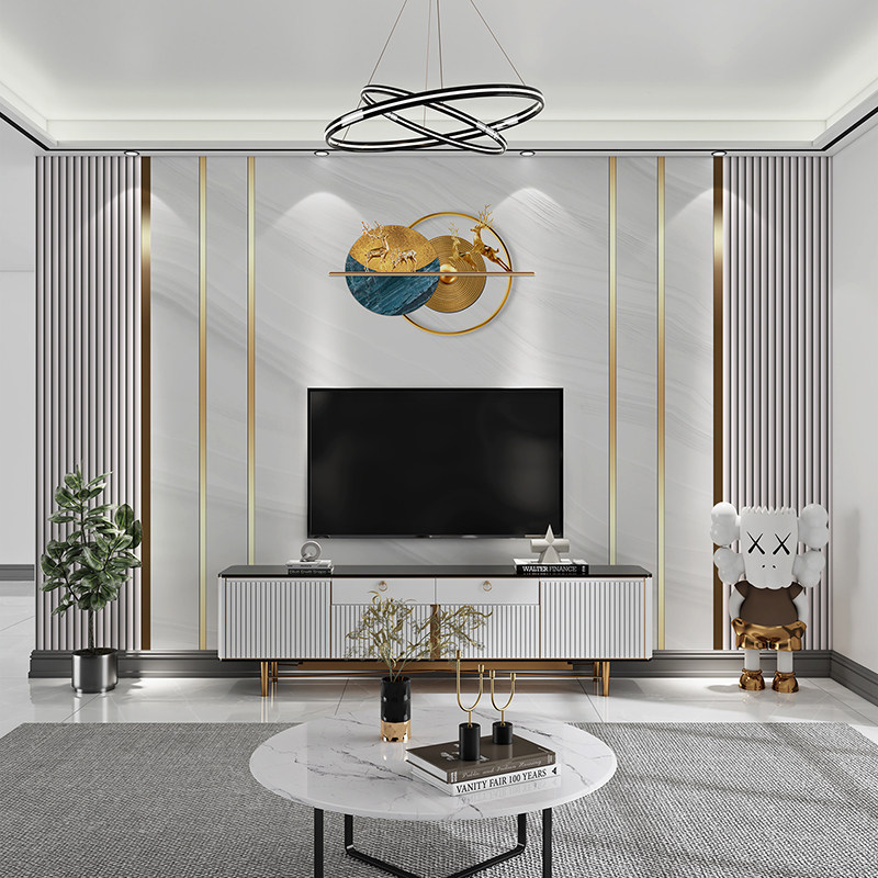 大气电视背景墙壁纸立体线条高级感墙布现代简约客厅影视墙装饰画