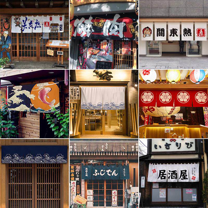 日式门帘半帘店铺门头装饰挂帘商用厨房隔断帘日料吧台遮挡布帘