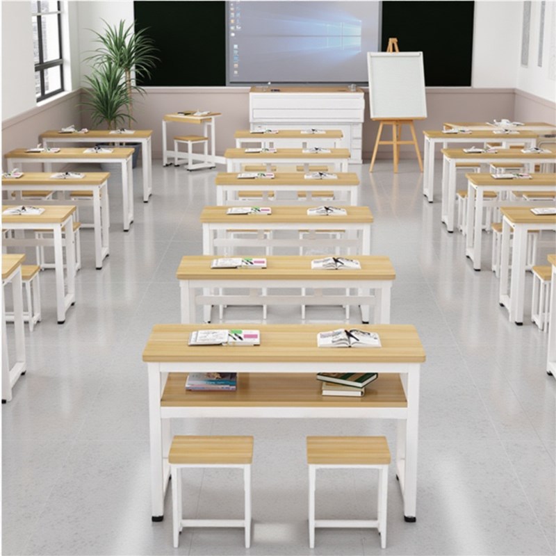 中小学课桌椅套装现代简u约款 双人学习桌椅可客制化适用补习班