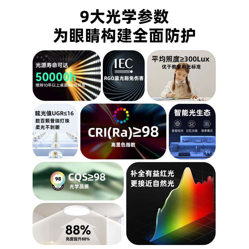 意大利“日光书”眼卧405室灯护客厅顶灯休闲现代房吸儿童房灯