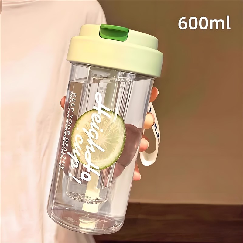 耐高温水杯女生新款2025高颜值吸管杯学生便O携茶水分离塑料杯子