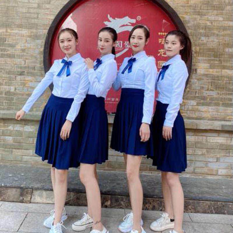 幼儿工裙园教园服春秋装长袖白衬衫百褶师OTL幼师服职业套装老师