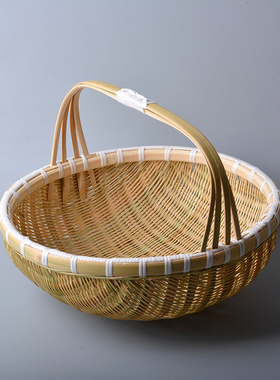 精品手工提篮竹编制品 手提篮 菜篮子 竹篮M 收纳竹筐清洁篮竹提