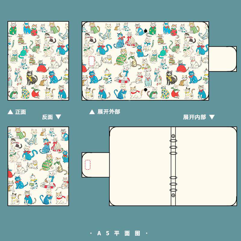 可爱猫咪布夹面WYLSDMJM活页本定制棉手本厚日帐系充棉日记本加好