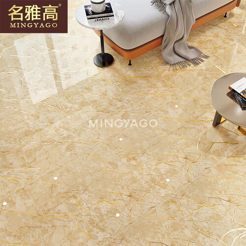 新款金黄色金丝釉客厅大理石瓷砖750x1500地砖镀金别墅Z大堂地板
