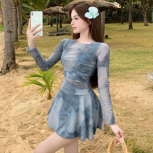 泳衣女20e25新款高级感钢托连身显瘦遮肚保守裙式绝美泡温泉两件