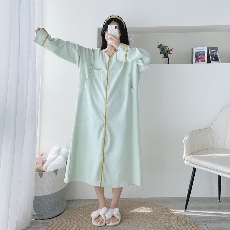 加厚婴儿棉孕产妇哺乳p开衫加长睡裙加大码胖MM200斤产后月子冬季