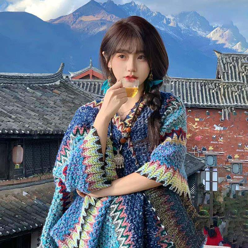 云南特色披肩女风民族丽理旅游拍照江斗篷披风外搭5Sn8PgED大时尚