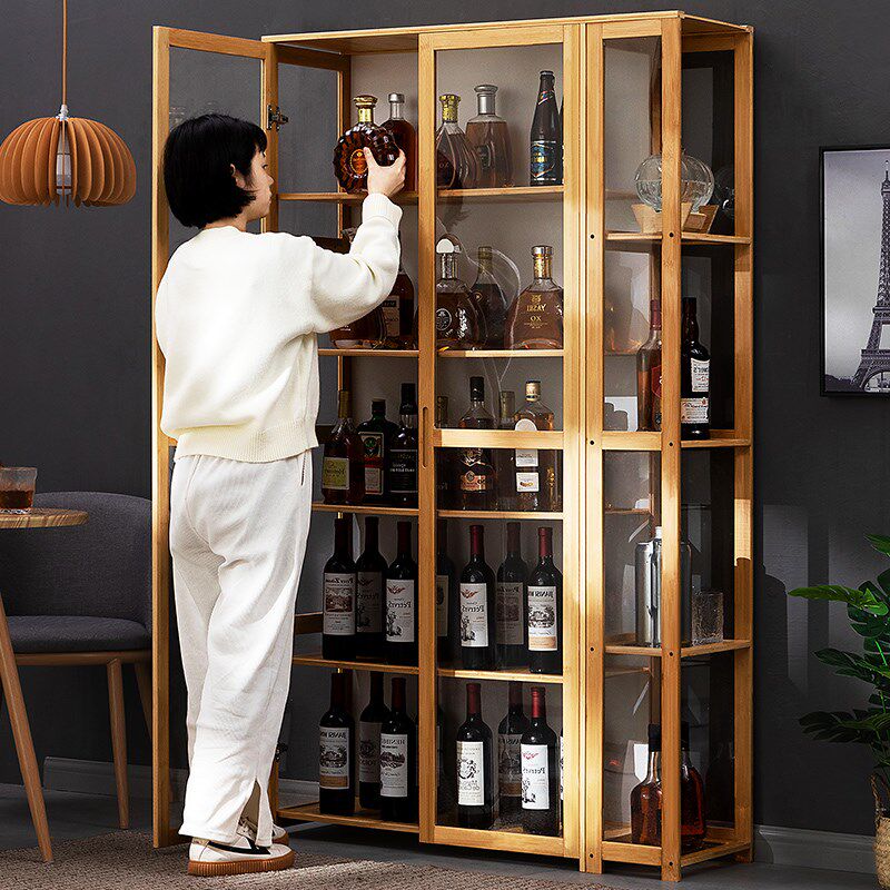 酒柜展示柜现代简约餐边柜网红小酒架欧式家用实木客厅靠墙置物架