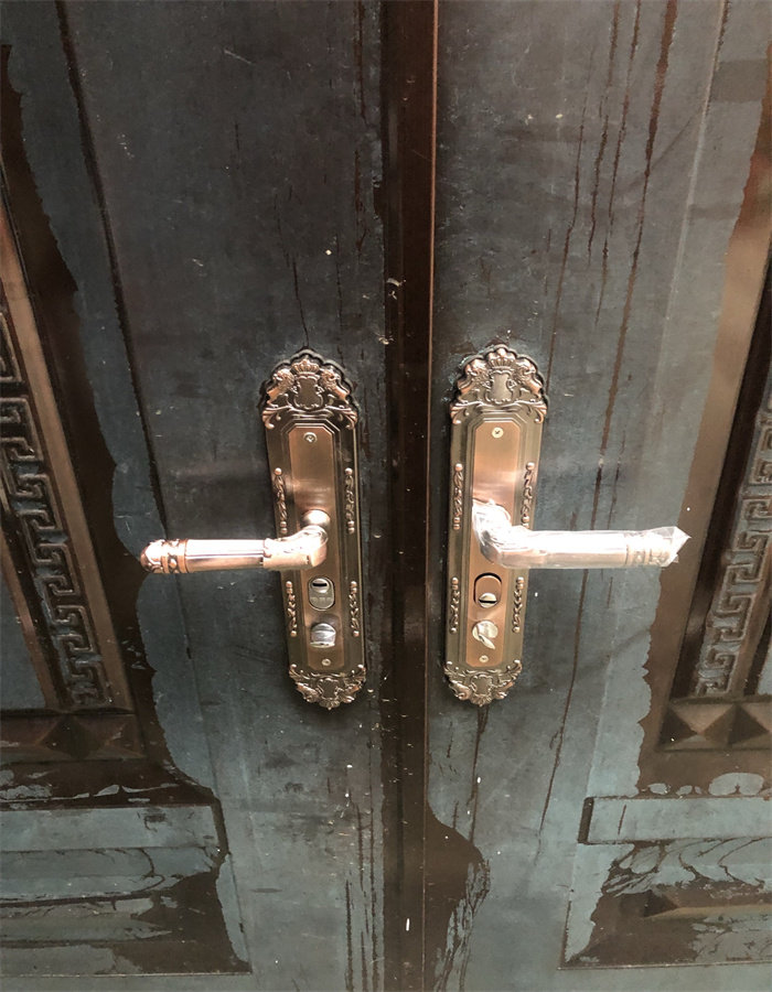 .防盗门把手老式锁具红古铜大门执手内锁入户门锁加厚铝合金门拉