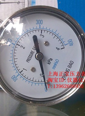YE60  4Kpa 耐震压力表 气压表 膜盒压力表 微压表 上海正宝
