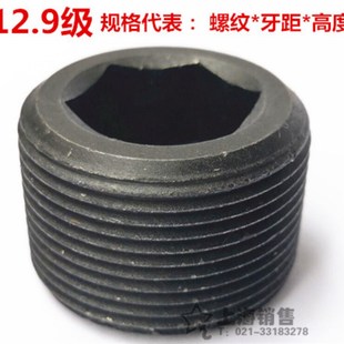 12.9级内六角细牙紧定螺丝顶丝无头油塞止付螺丝 M20M18M16*1.5 2